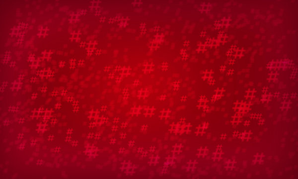 Red hashtag random pattern background.