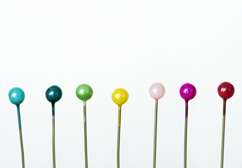 Closeup of colorful pins