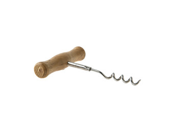 wine corkscrew on white isolated background