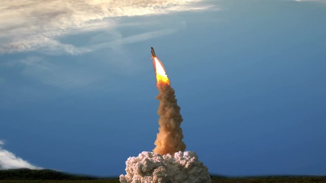 Space Shuttle Launch Animation Blue Skies,  some elements furnished by NASA images