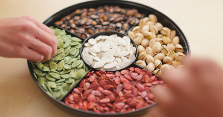 Traditional chinese snack tray, eating together