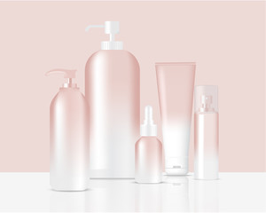 Rose Gold Pastel Bottles Set Background Illustration
