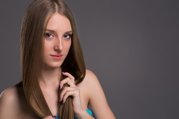 young woman with long beautiful hair