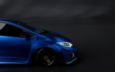 Naklejka premium 3D Rendering of a Brand-less Generic Concept Racing Car. Illustration 3D.