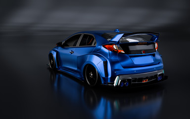Fototapeta na wymiar 3D Rendering of a Brand-less Generic Concept Racing Car. Illustration 3D.