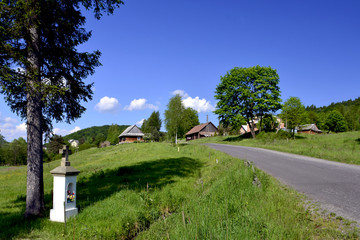 Fototapeta na wymiar Rural landscape in countryside of Beskid Niski, Poland
