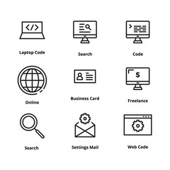 9 Development thin line icons. Icons for user interface and web