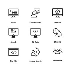 9 Development thin line icons. Icons for user interface and web
