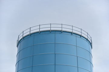 Industrial view of Big oil  Blue tank at oil refinery