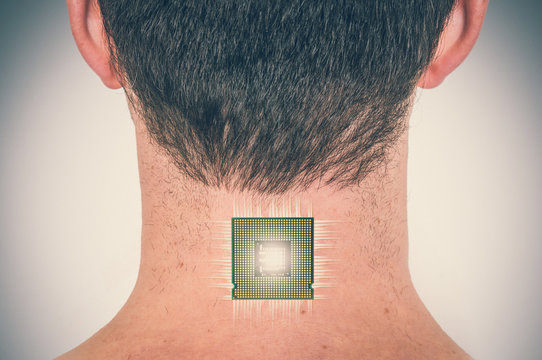 Bionic chip (processor) implant in male human body