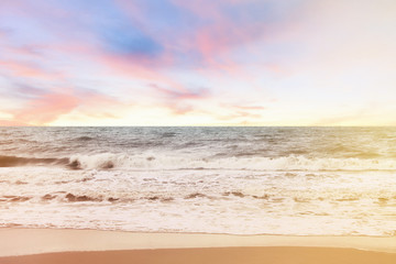 background of beach and sea waves, vintage filter