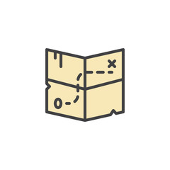 Treasure map filled outline icon, line vector sign, linear colorful pictogram isolated on white. Symbol, logo illustration. Pixel perfect vector graphics