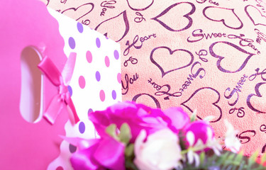 Valentines Day background with heart and roses. Vintage style