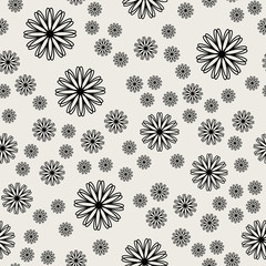 Seamless pattern background. Modern abstract and Classical antique concept. Geometric creative design stylish theme. Illustration vector. Black and white color. Floral and Flower shape