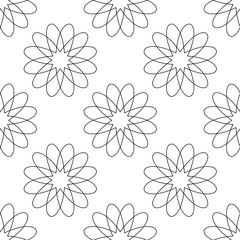 Obraz premium Seamless pattern background. Modern abstract and Classical antique concept. Geometric creative design stylish theme. Illustration vector. Black and white color. Floral and Flower shape