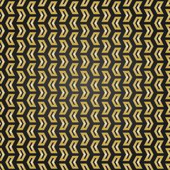 Geometric vector pattern with golden arrows. Geometric modern ornament. Seamless abstract background