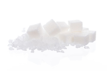 White rock sugar isolated on white