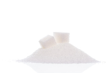 White sugar cube isolated on white