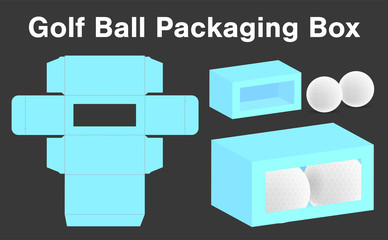 golf ball box package template 3d mockup