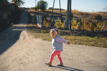 Girl Having Fun on Road