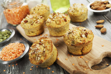 Lentil muffins on the table