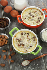 Rice pudding with raisin