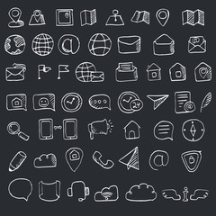 Hand drawn contacts icon set
