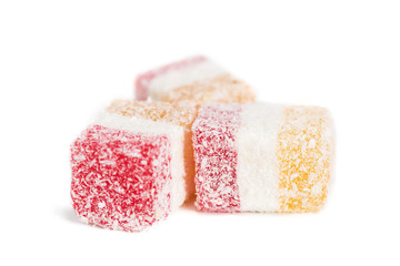 Tasty Turkish delight isolated on white