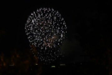 fireworks, night, celebration, firework, fire, light, explosion, sky, holiday, black, white, festival, party, july, display, bright, abstract, pyrotechnics, red, blue, celebrate, dark, year, explode, 