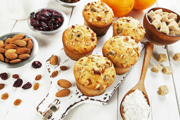 Orange muffins with dried fruits