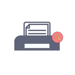 Document, paper, print, printer, printing, search icon