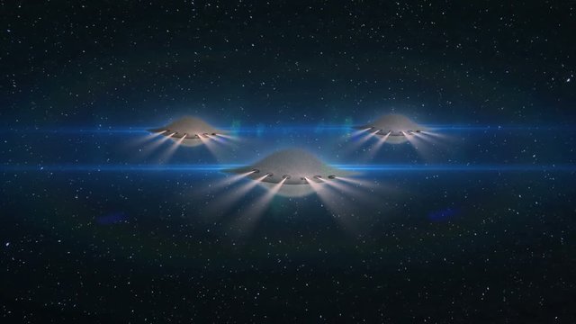 UFO in Outer Space Speeding Fast Close Up, 4K 