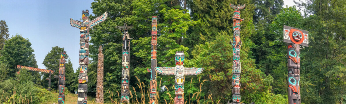 Totem Poles in Stanley Park, Vancouver - Canada.