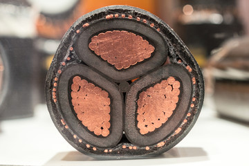 Cross section of high-voltage cable.