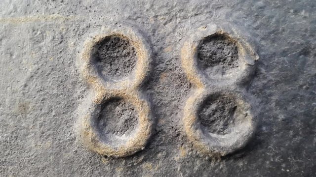 Metal number 88. Texture of rusty metal in the form of figures 88.