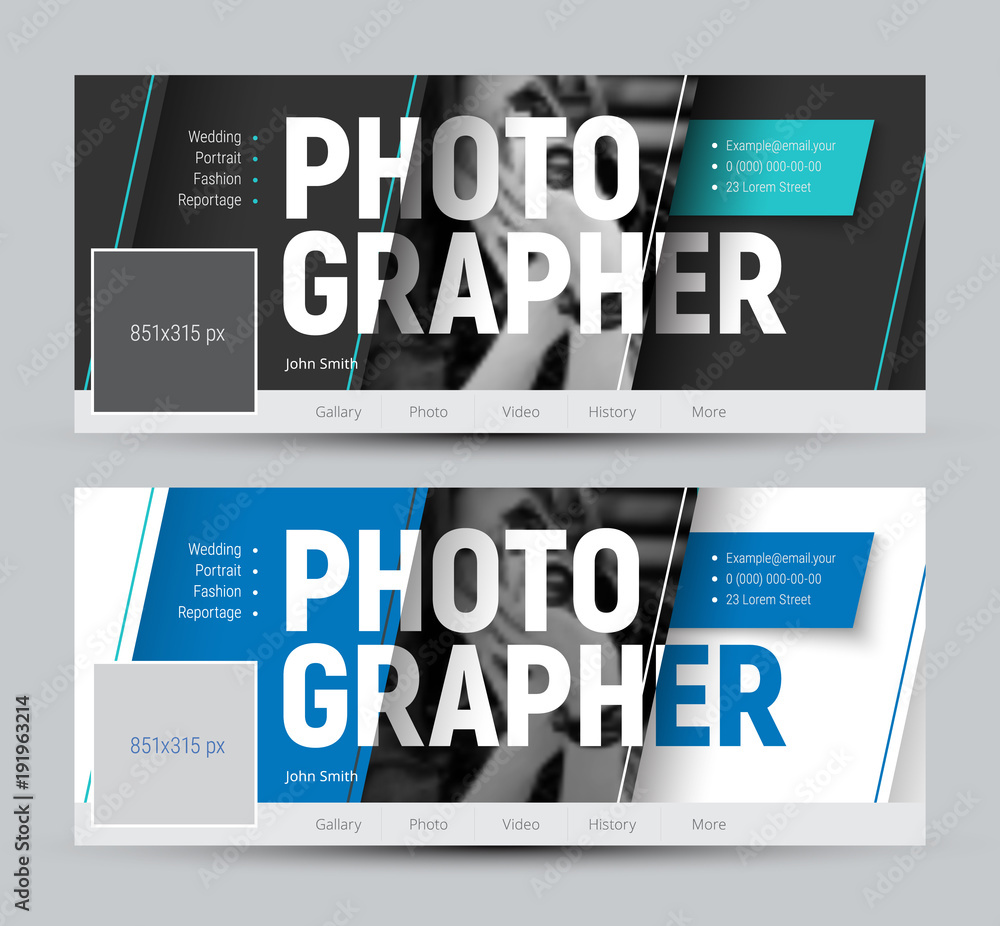 Poster set of banner in the style of material design for social networks with diagonal lines and a place for photos.