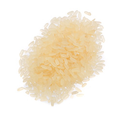 rice grains isolated on white background. Top view. Flat lay