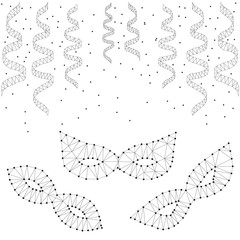 Obraz premium Masquerade masks, streamers, polygon, black-white