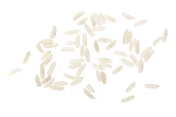 Fototapeten rice grains isolated on white background. Top view. Flat lay © kolesnikovserg