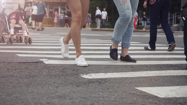 Abstract People walk on Street slow motion