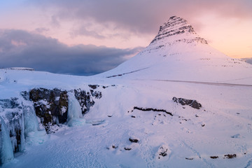 amazing kirkjufell mountain at dawn, iceland