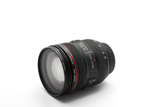 Camera Zoom Lens Isolated on White Background