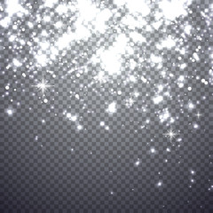 Falling christmas shining snow. Illustration isolated on a transparent background. Graphic concept for your design