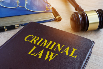 Criminal law and gavel in a court.