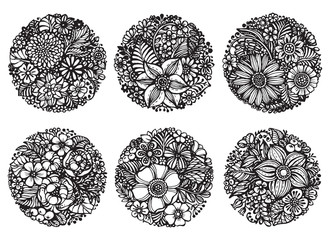 Set of six circle bouquets