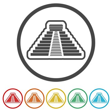 recommend clip art: El Castillo pyramid in Chichen Itza flat icon, 6 Colors Included