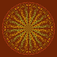 Vector hand drawn Mandala art. Abstract floral pattern. Decorative Asian, Islam, Indian, Arabic, Turkish, Aztec elements. Coloring page template for background, invitation, birthday, wedding cards