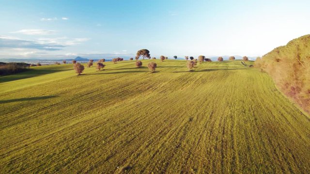 Aerial view of traditional italian landscape in Lazio near Rome