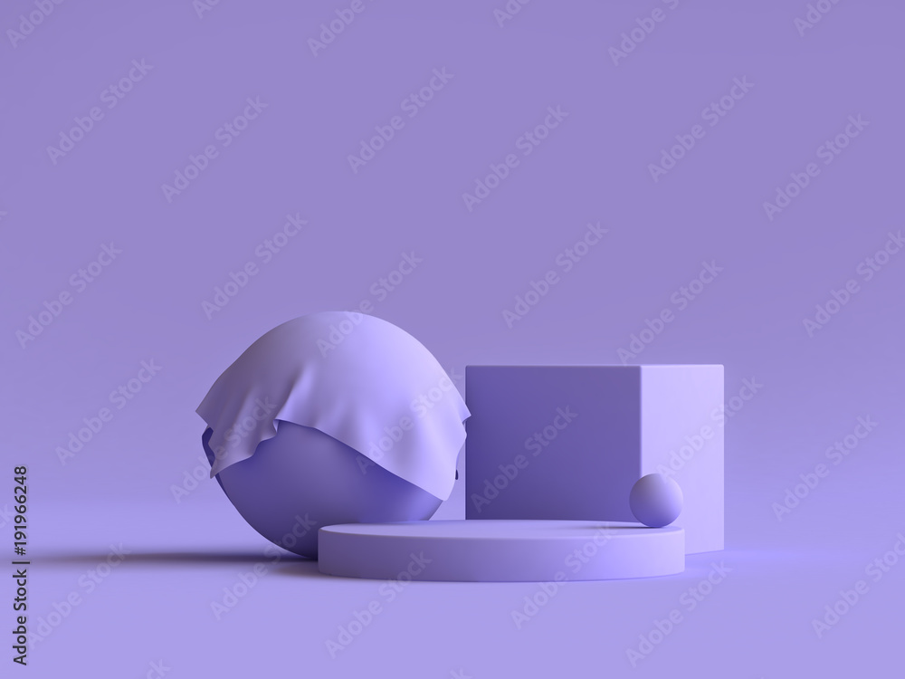 Aufkleber sphere square geometric shape violet-purple minimal background 3d rendering