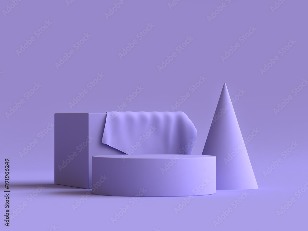 Poster podium geometric shape violet-purple minimal background 3d rendering